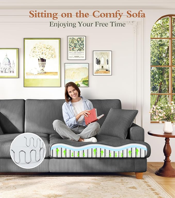Kidirect 87in L Shaped Couch, Modular Sofa No Tool Assembly, Comfy Sectional - Image 7