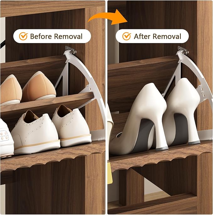 YOMILUVE Shoe Cabinet Storage for Entryway, Fluted Shoe Cabinet - Image 5