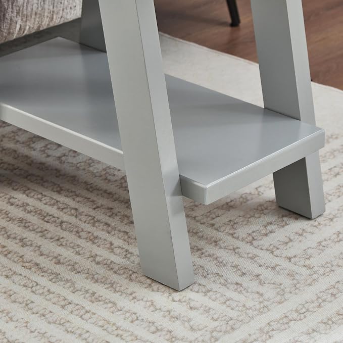 Roundhill Furniture Athens Contemporary Wood Shelf Side Table in Gray - Image 6