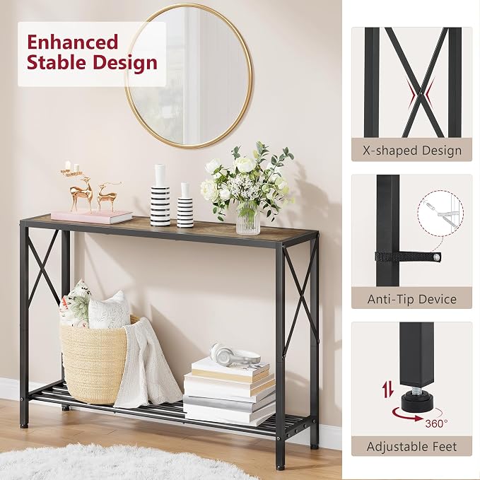 Tajsoon Console Table 41.8”, 2-Tier Industrial entryway Table, Narrow Sofa Table - Image 5