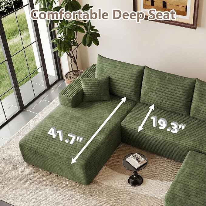 95" Cloud Sectional Couch U-Shaped Chaise - Image 5