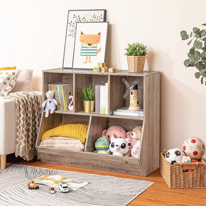 HOOBRO Kids Bookshelf, Bookcase Footboard, Toy Storage Cubby, Children's Toy - Image 5