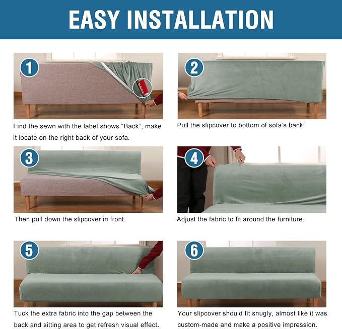 H.VERSAILTEX Real Velvet Futon Cover Armless Sofa Covers Sofa Bed Covers - Image 6