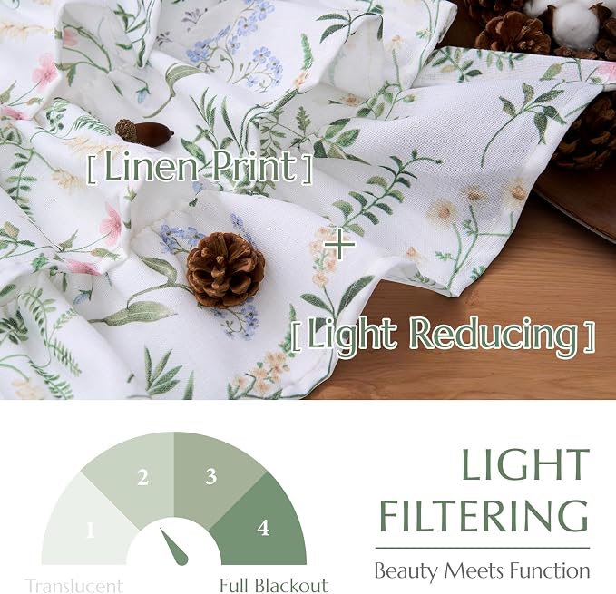 jinchan Ruffled Floral Valance Linen Shabby Chic Small Window Curtain 18 Inch - Image 8