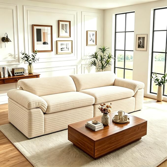 Vesgantti 118" Modular Sectional Couch, Comfy Corduroy Upholstered Cloud Couches by Vesgantti