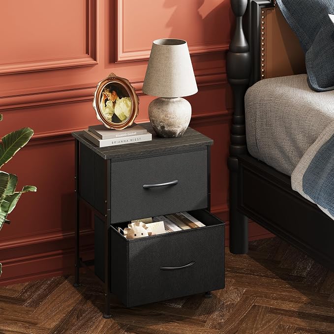 WLIVE Black Night Stand, Small Dresser - Image 2