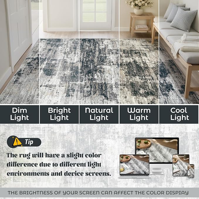 9x12 Area Rug for Living Room, Washable Modern Abstract Large Area Rug Neutral - Image 8