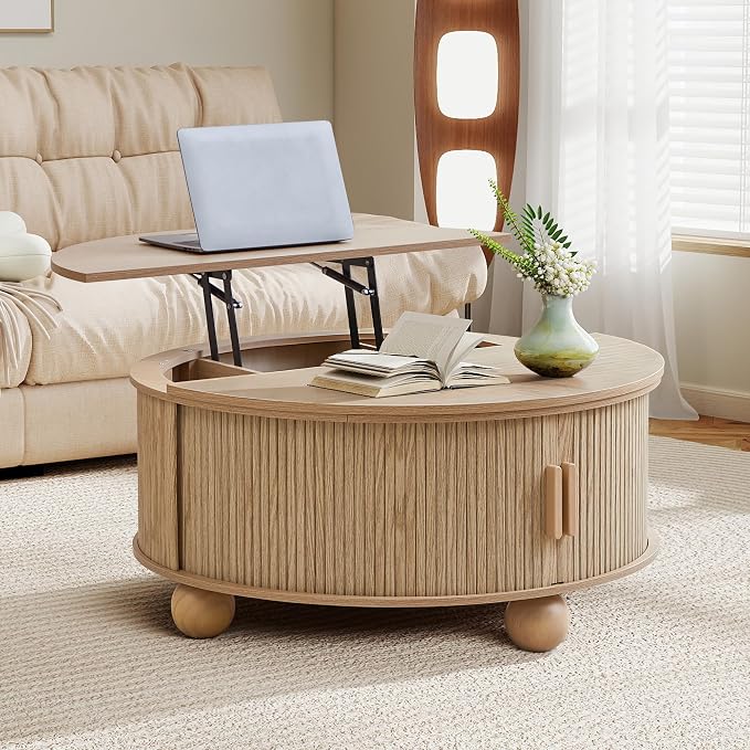 Fluted Round Lift Top Coffee Table by RUSTYER