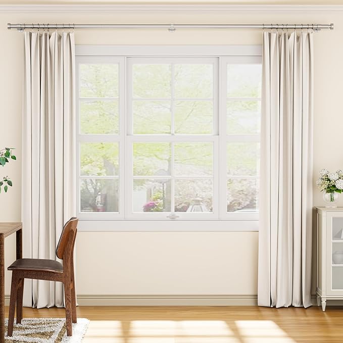 YaFex 2 Pack Heavy Duty Curtain Rods 32-120 Inch, 1 Inch Adjustable Curtain Rod - Image 2