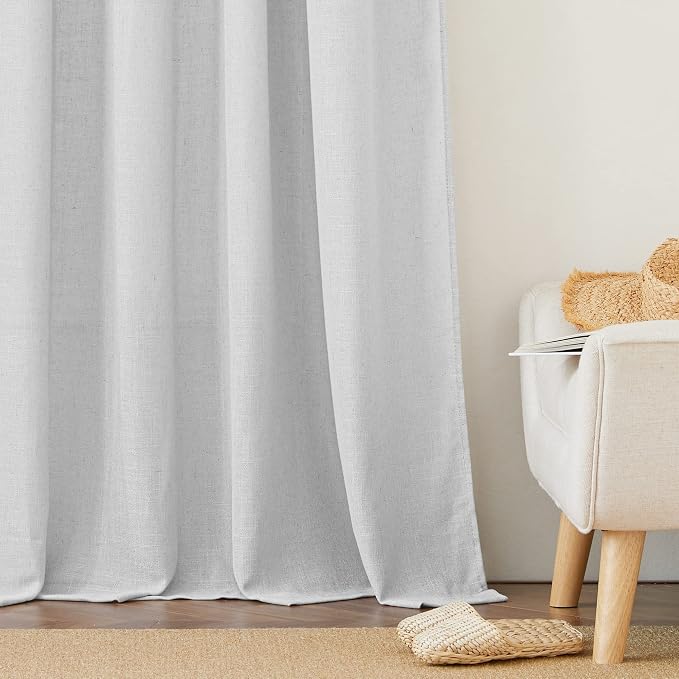 RYB HOME Linen Curtain Tiers for Bedroom Window Treatment, Rod Pocket Valance - Image 7