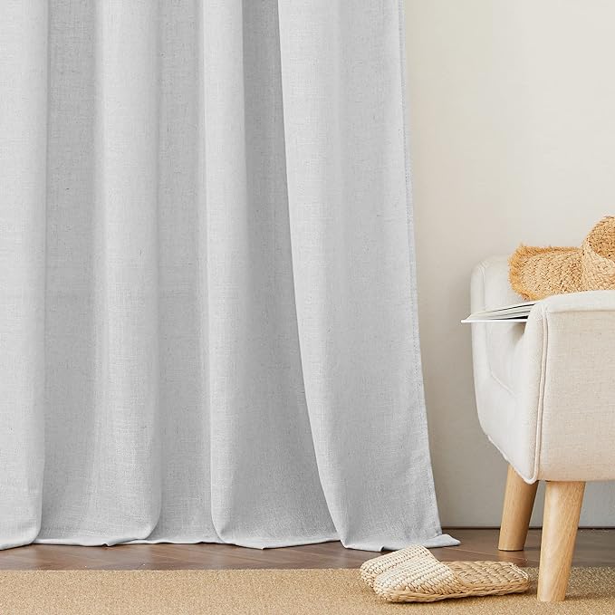 RYB HOME Linen Sheer Curtains for Living Room Privacy Semi Sheer Window Drapes - Image 6
