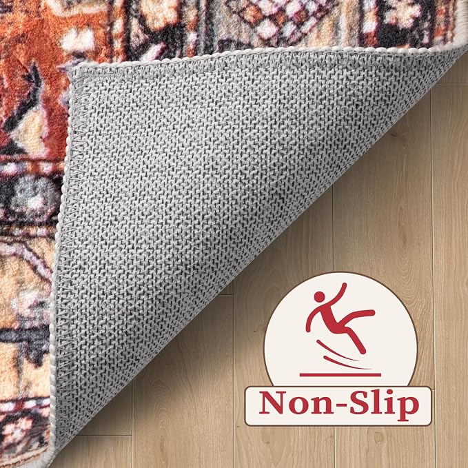 SERISSA Boho Round Area Rug, 5ft Washable Non-Slip Circle Rug, Ultra Soft - Image 4