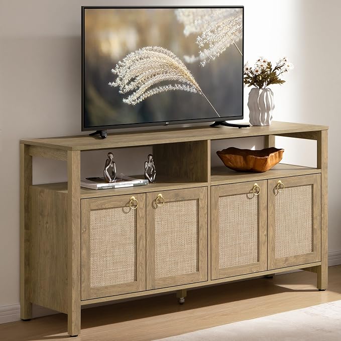 SICOTAS Rattan TV Stand for Television up to 65 Inch by SICOTAS