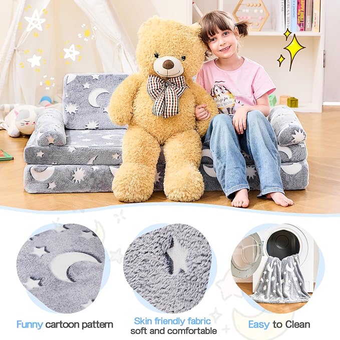 IFNOW Modular Kids Play Couch, Convertible & Washable Toddler Foam Couch Kids - Image 4