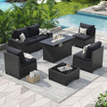 Aoxun Patio Furniture Set with 44'' Fire Pit Table, Widen Armrests Wicker by Aoxun