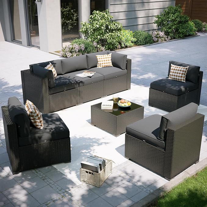 Aoxun 7 Piece Patio Furniture Set, Outdoor Sectional Sofas by Aoxun