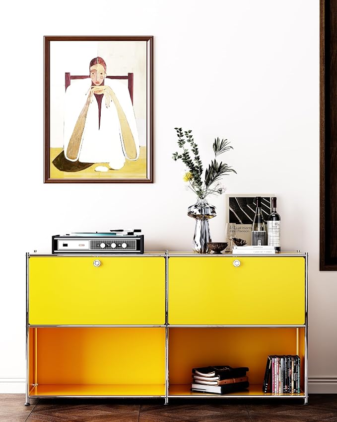 Metal Sideboard with 2 Flap Doors, DIY Modern Home Furnishing, Foyer - Image 8