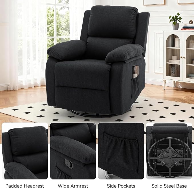 Korser Recliner Chair, 360 Swivel Rocker Chair - Image 7
