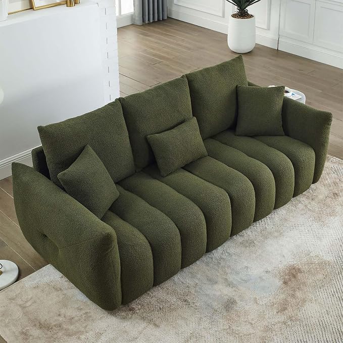 Antetek 78" Modern Sofa Couch, Comfy Deep Seat Teddy Cloud Sofa, Upholstered - Image 9