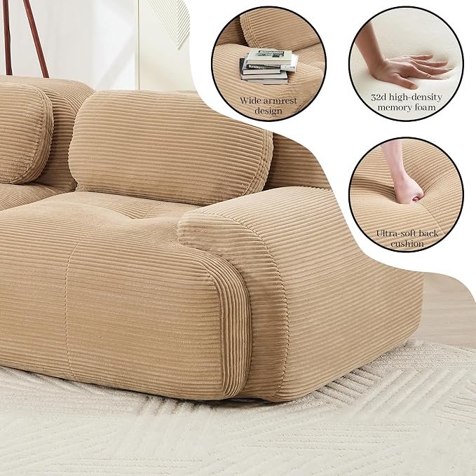 Boneless Sectional Couch, No Assembly Required, 117.3” Modular Cloud Sofa - Image 7