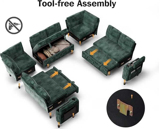 Vipbear 111" Modular Sectional Sleeper Sofa - Image 4