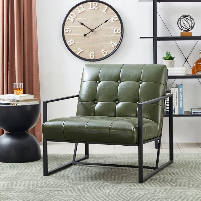 Glitzhome Mid Century Green Accent Chair, Modern Living Room Armchairs - Image 6