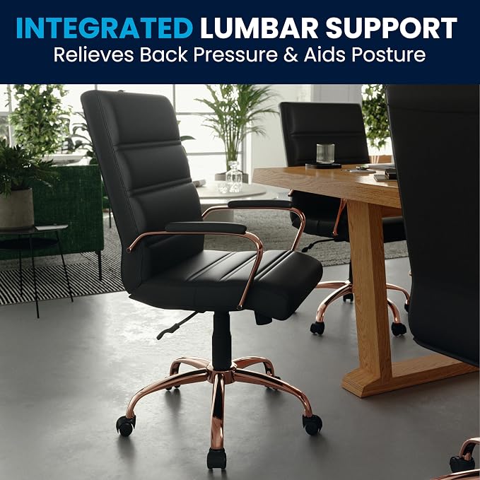 Flash Furniture Whitney Mid-Back Swivel LeatherSoft Desk Chair - Image 9
