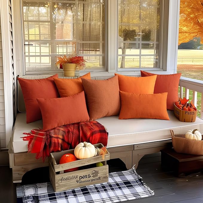 MIULEE Pack of 2 Decorative Outdoor Solid Waterproof Throw Pillow Covers Euro - Image 5