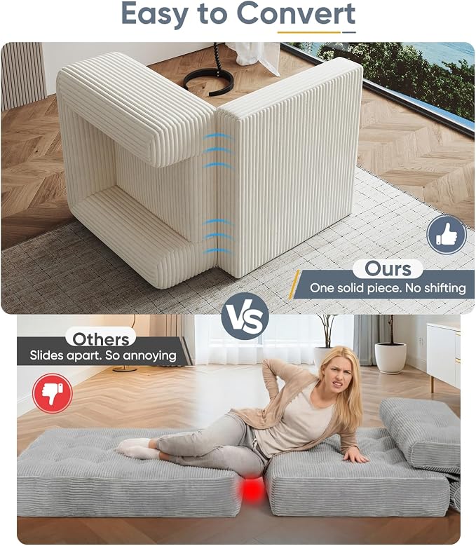 Versatile 2 in1 Loveseat Armchair Couch Convertible Boneless Chaise Lounge - Image 3