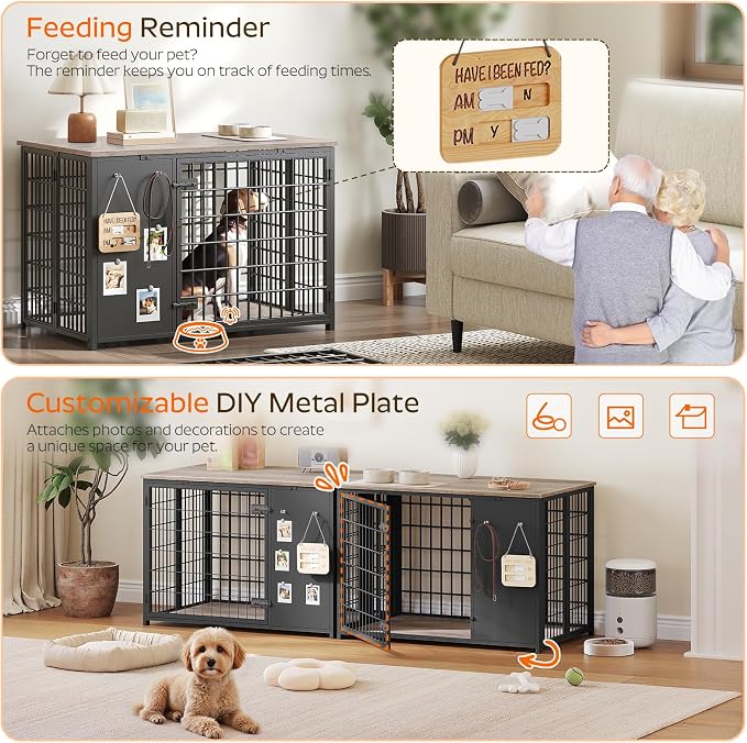 YATINEY Foldable Dog Crate Furniture, Dog Crate - Image 4