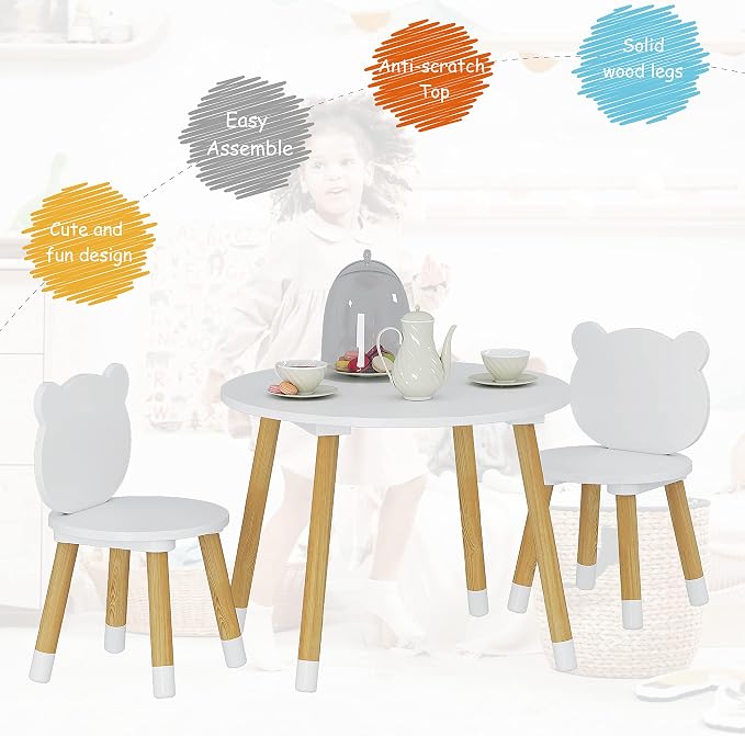 UTEX Kids Wood Table and Chair Set, Kids Play Table - Image 4