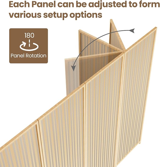 6 Panel Room Divider and Extra Wide Folding Privacy Screen, 94.5" W x 67" H - Image 5