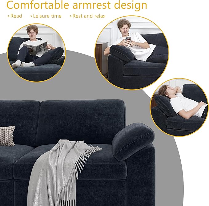 EASE MOOSE Blue Modular Sectional Couch, Oversized Deep Seat L Shape Sectional - Image 5