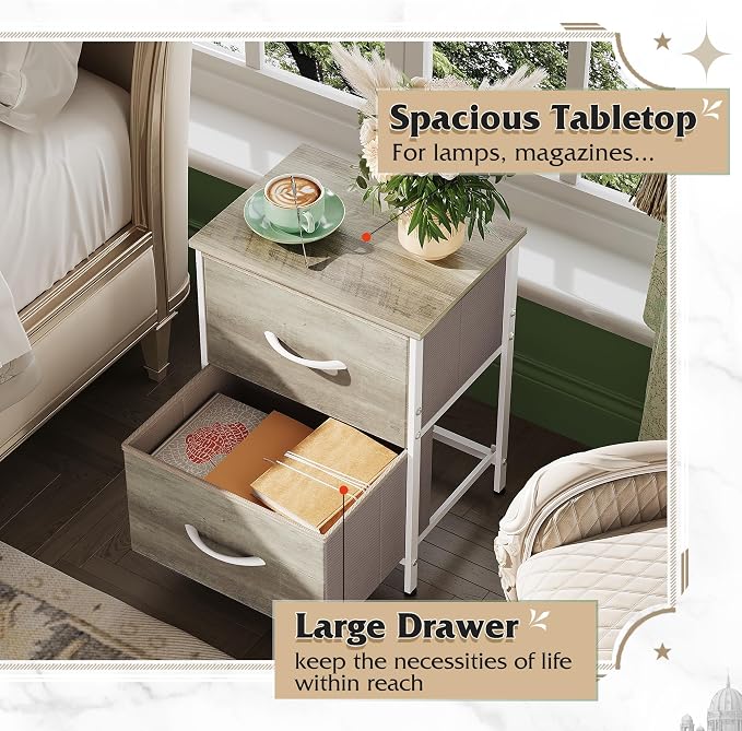 WLIVE Nightstand, 2 Drawer Dresser - Image 4