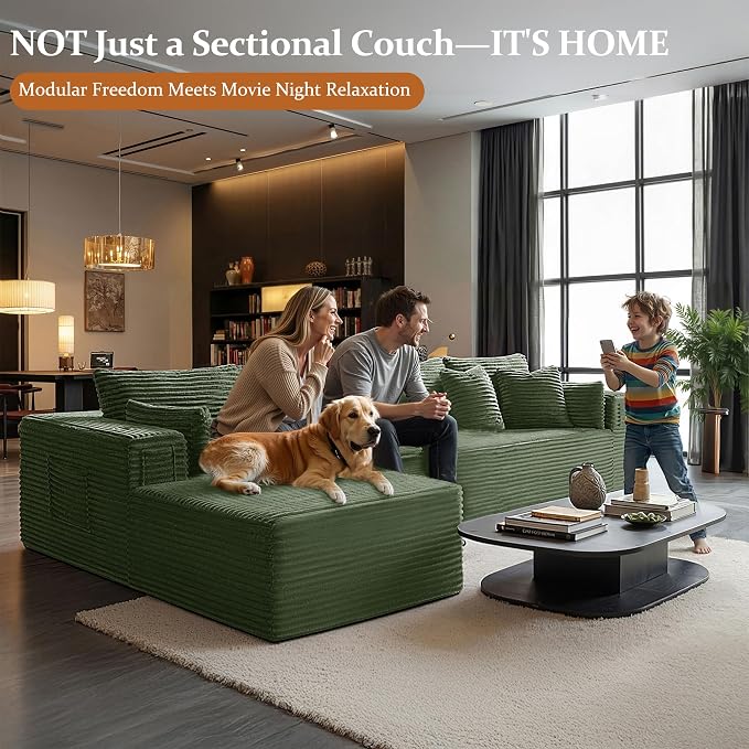 138" Cloud Sectional Couch, Comfort L Shaped Boneless Couch - Image 4