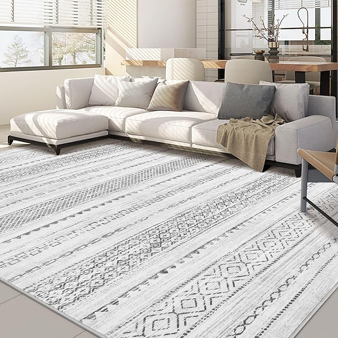 Nakagishi 10x12 Area Rug Living Room: Washable Boho Large Neutral Modern Soft by NakagishiAreaRug
