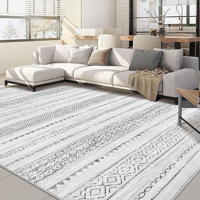Nakagishi 7x9 Area Rug Living Room: Washable Boho Large Neutral Modern Soft by NakagishiAreaRug