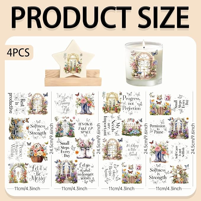 4 Sheets Rub on Transfers for Crafts, Gardens and Butterflies Furniture - Image 2