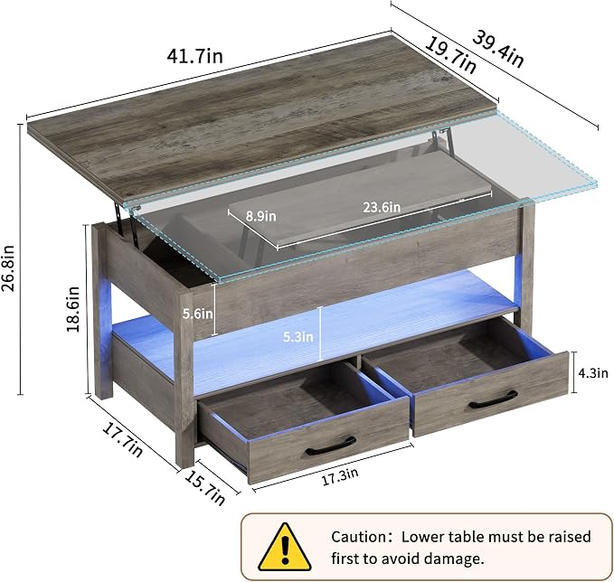 SYESWAY 42'' Lift Top Coffee Table - Image 3