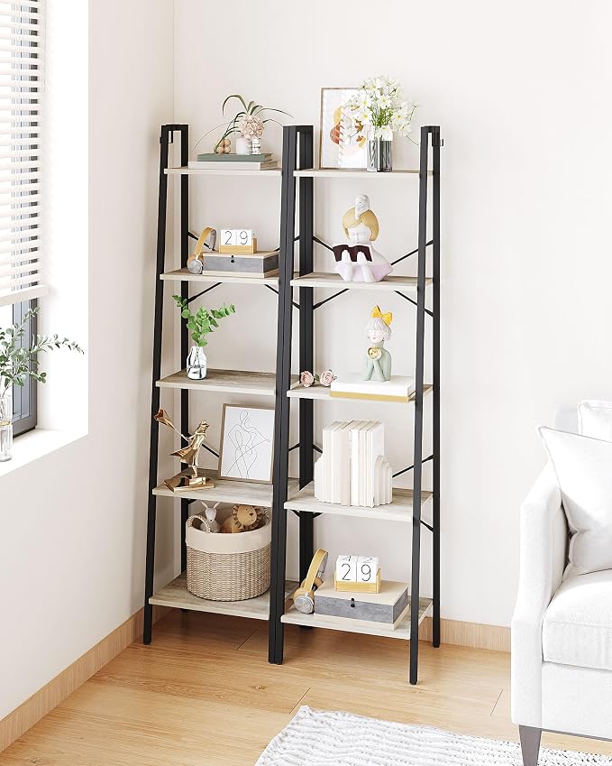Hzuaneri Ladder Shelf, Bookshelf Bookcase, Freestanding Corner Storage Shelve - Image 5