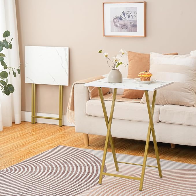 HOOBRO Folding TV Tray Tables, Industrial Snack Tables - Image 4