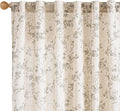 Lazzzy Grey Floral Linen Curtains 84 Inch Length Farmhouse Curtain Back Tab by Lazzzy