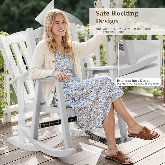 Greesum Set of 2 Outdoor Rocking Chair, Rust-Proof & UV-Resistant, Comfortable - Image 3