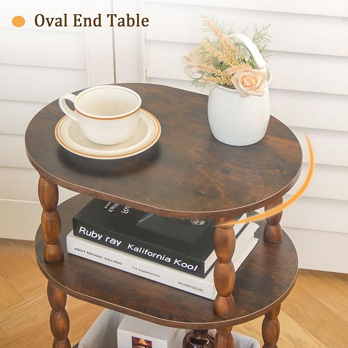 MaxSmeo Side Table, 3-Tier Small End Table, Modern Oval Night Stand Accent Table - Image 6
