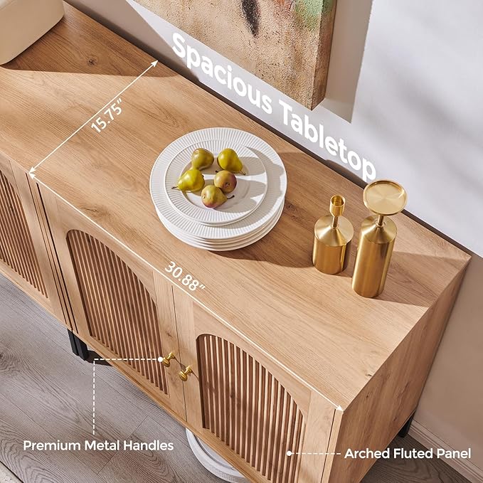 IFBUY Modern Sideboard Buffet Cabinet, Wooden Modular Coffee Bar Cabinets - Image 6