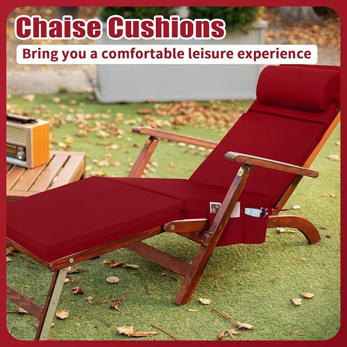 Wenqik 2 Pcs Outdoor Chaise Lounge Cushion - Image 4