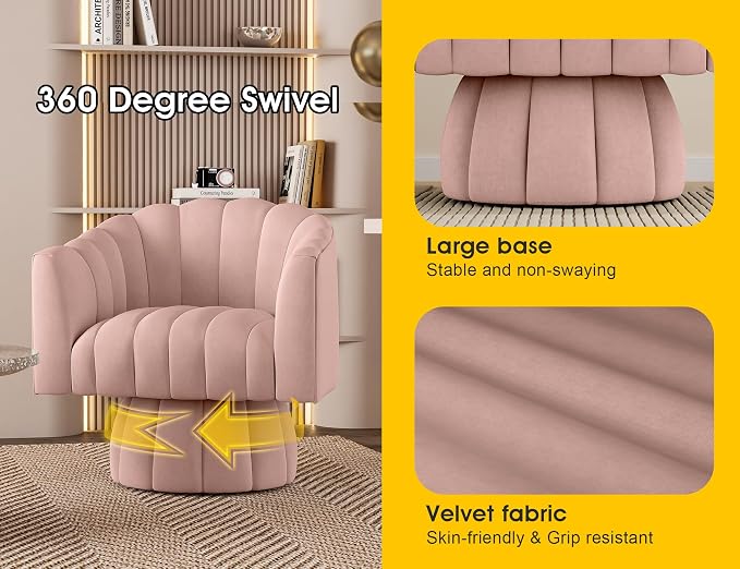 Dewhut Swivel Accent Chair, 360° Swivel Barrel Chair - Image 6