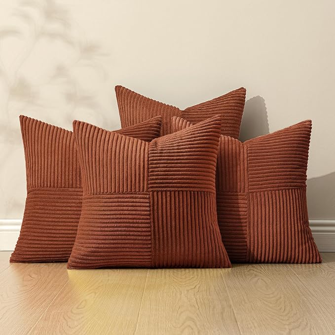 MIULEE Boho Farmhouse Rust Decorative Throw Pillow Covers 18x18 Inch 4 Packs - Image 5