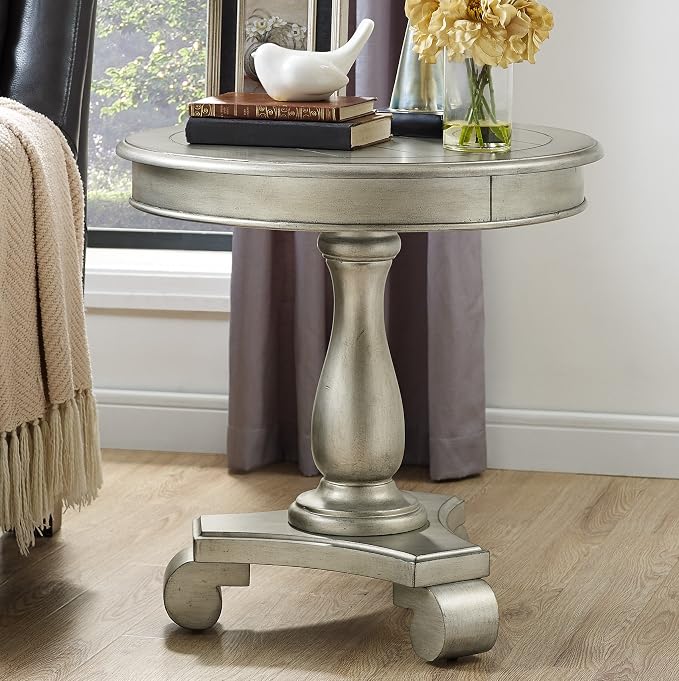 Roundhill Furniture Rene Contemporary Wood Pedestal Side Table - Image 3