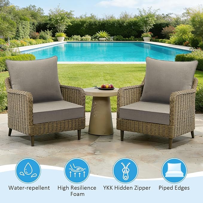 Sunbrella Outdoor Deep Seat & Back Cushion Set, 24 x 24 Inch Water Repellent - Image 4